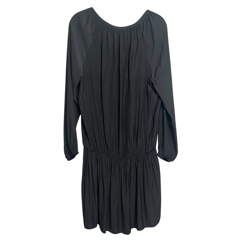 Ramy Brook Allie Tie-Front Lace Up Satin Dress Gunmetal Black Medium Boho Chic - Picture 3 of 12